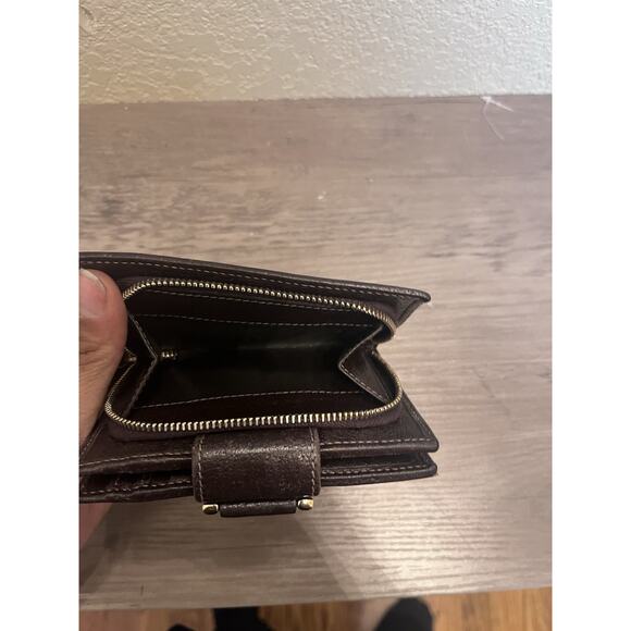 Gucci GG Canvas Bifold Wallet Brown Leather Trim Vintage Logo Gold Hardware - Picture 6 of 7